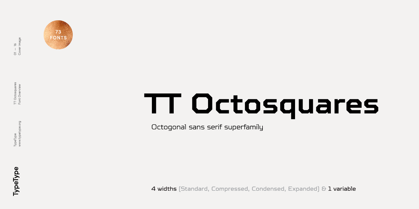 Ejemplo de fuente TT Octosquares Compressed Italic